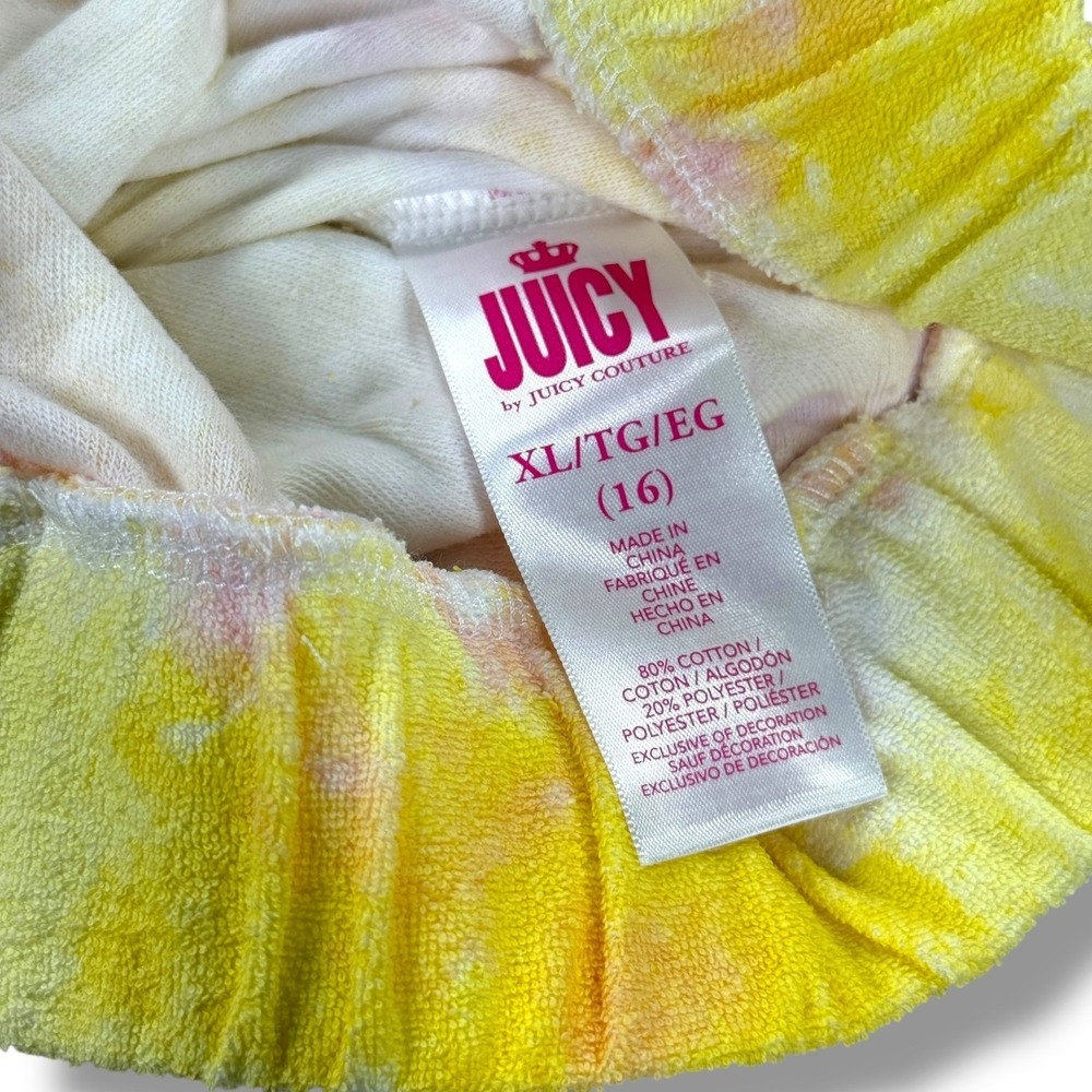 Juicy Couture Terry Cloth Tie Dye Lounge Set Short Sleeve Hoodie‎ and Shorts - Picture 5 of 12